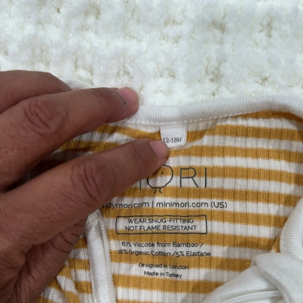 Morí mustard stripe ribbed snug clever zip pajama